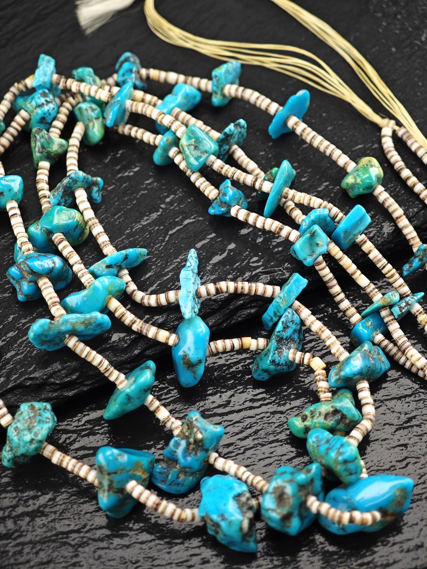 Sw Turquoise, Heishi Beads Necklace Sterling Silver N2510