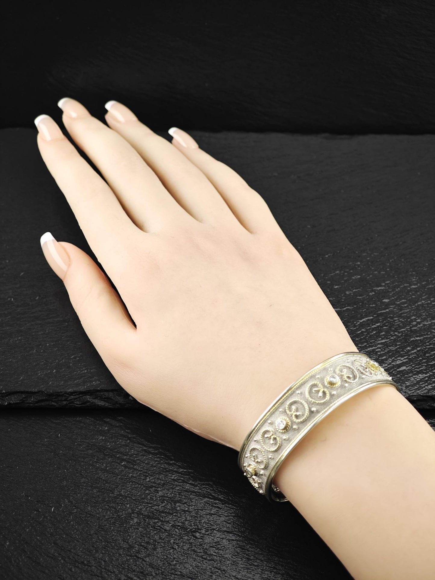 Greece Gkikas Gold Tone, Gilded Cuff Bracelet Sterling Silver