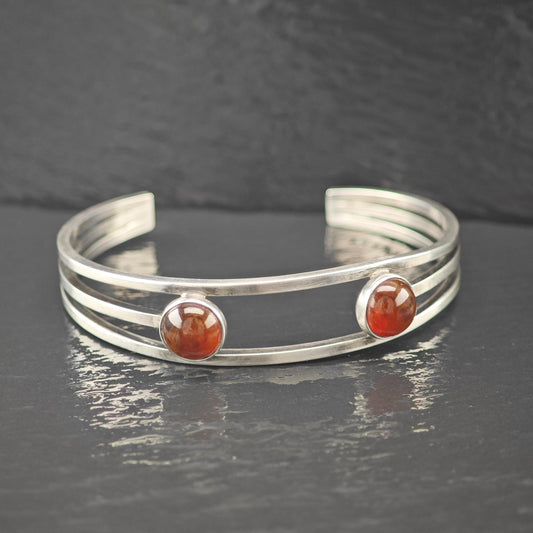 Denmark Silver Amber Modernist Cuff Bracelet Sterling N. E From