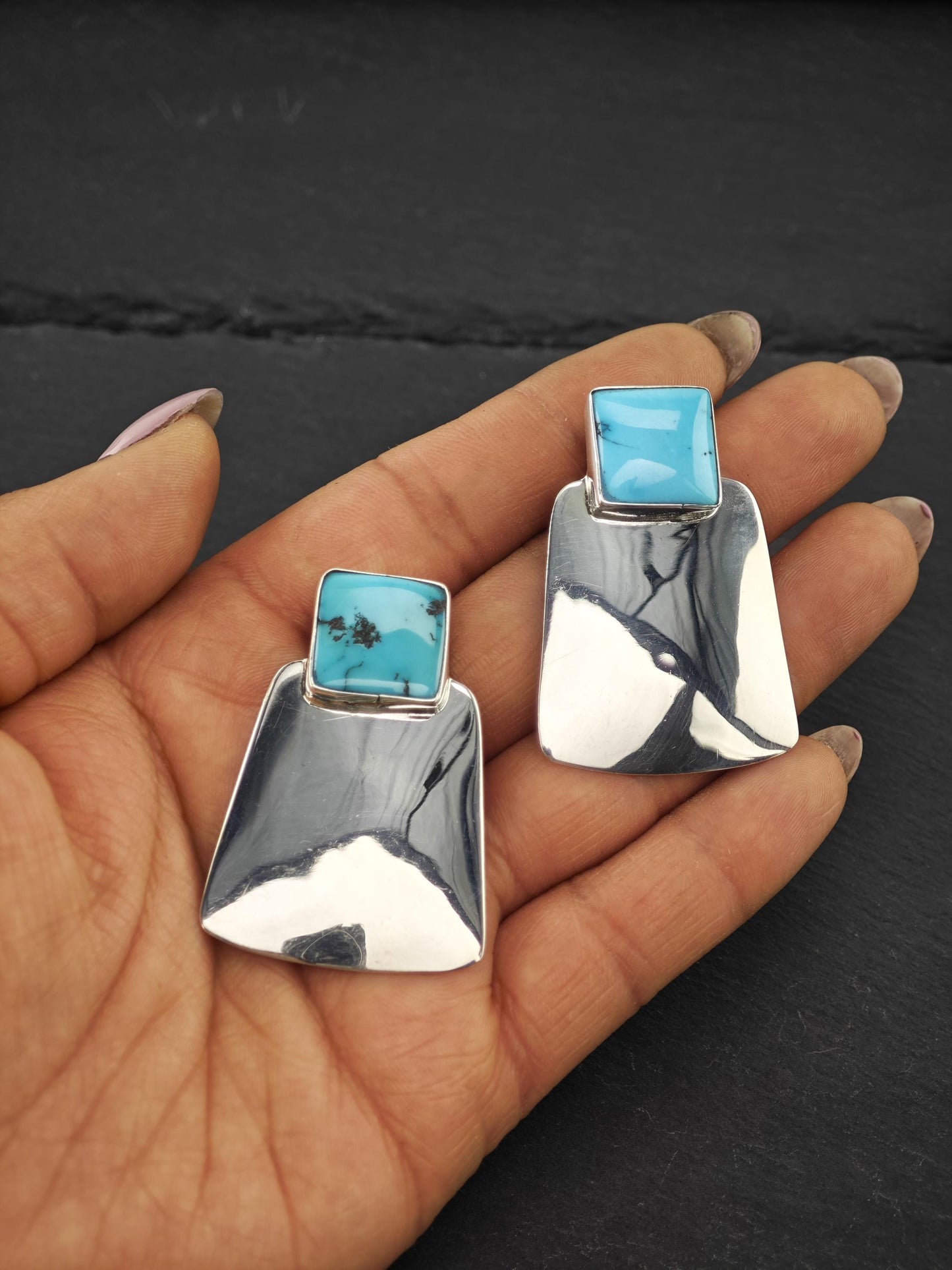 Vintage Native American Stud Earrings Sterling Silver