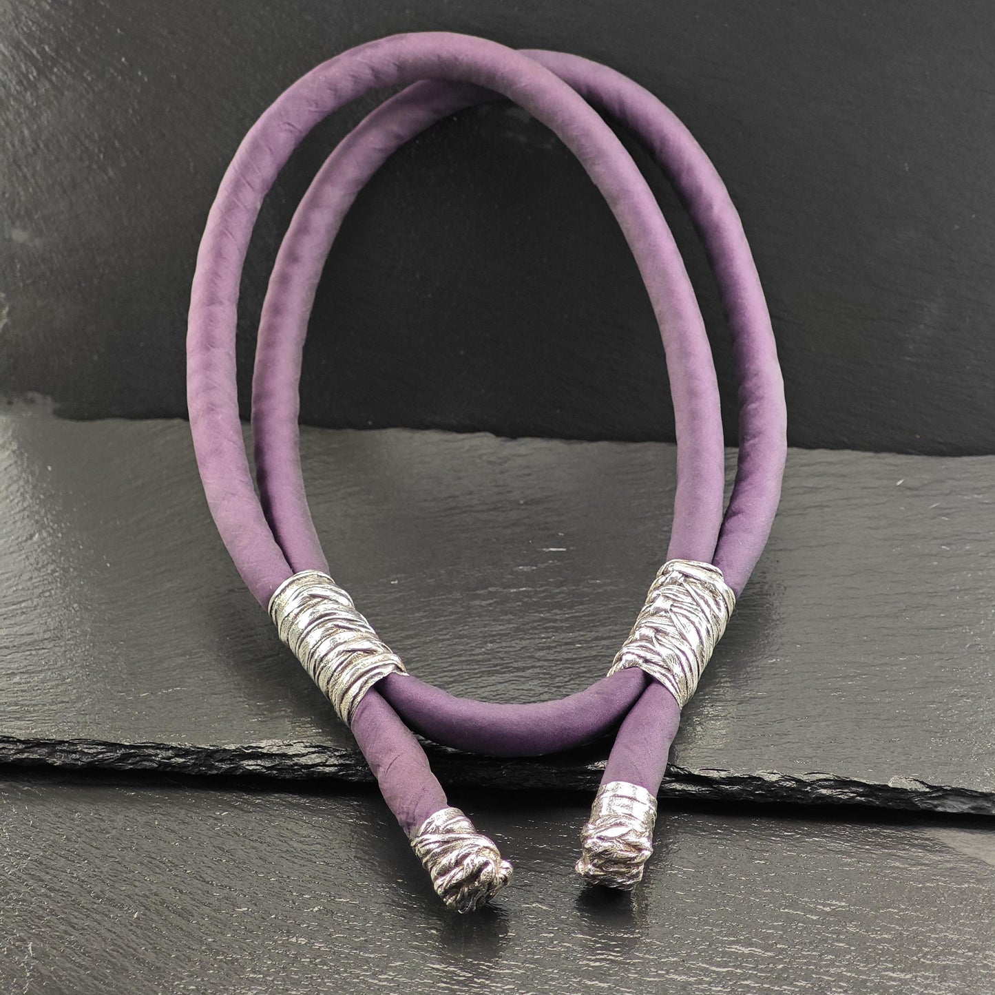 Vintage Mignon Faget Purple Triple Knot Lariat Necklace Sterling Silver