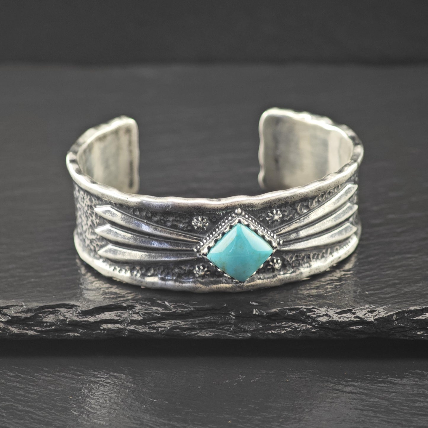 Carolyn Pollack Turquoise Sandcast Cuff Bracelet Sterling Silver
