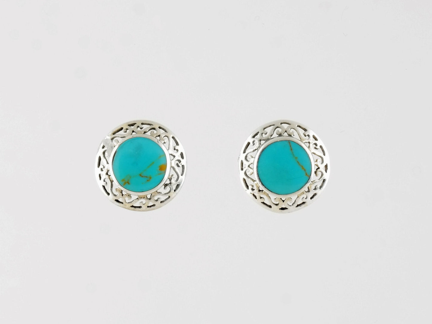 Sterling Silver Blue Turquoise Stud Earrings