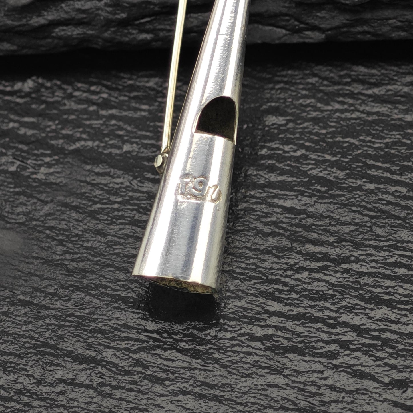 Vintage Old Sterling Silver Brooch Bells, Whistle