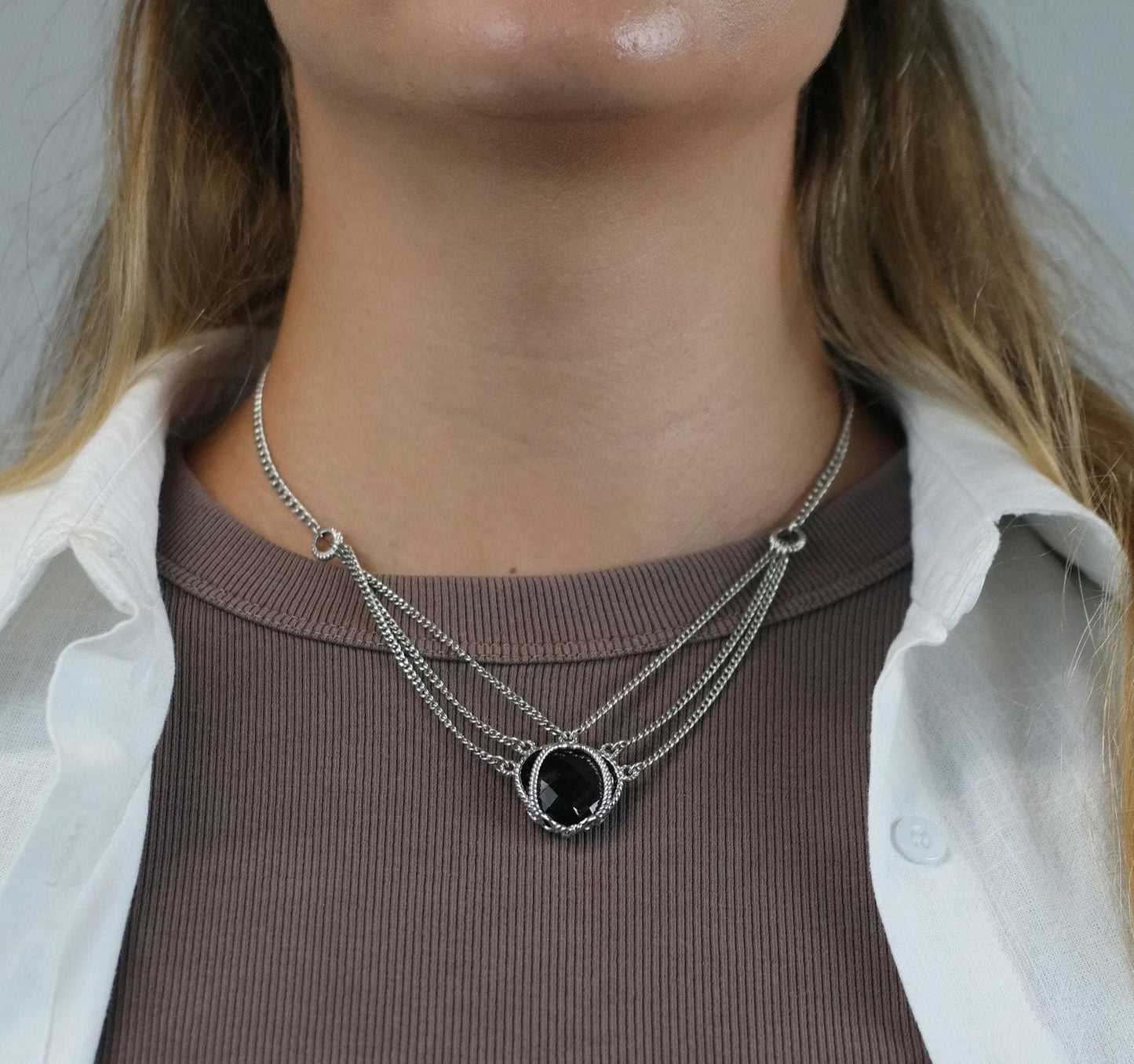Anthony Nak Smoky Quartz, Heart Sterling Silver Necklace N2736