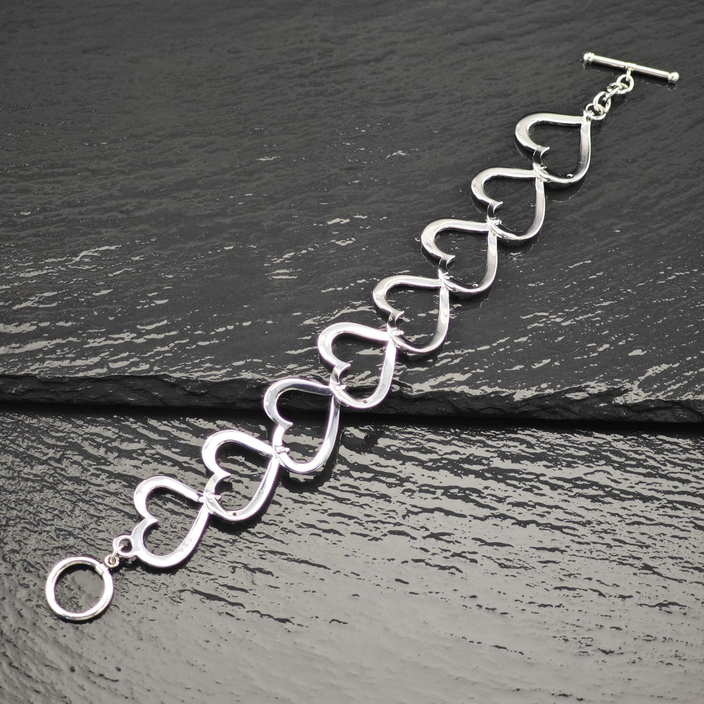 Heart Diamond Bracelet Sterling Silver Size 7 1/2" BR3006