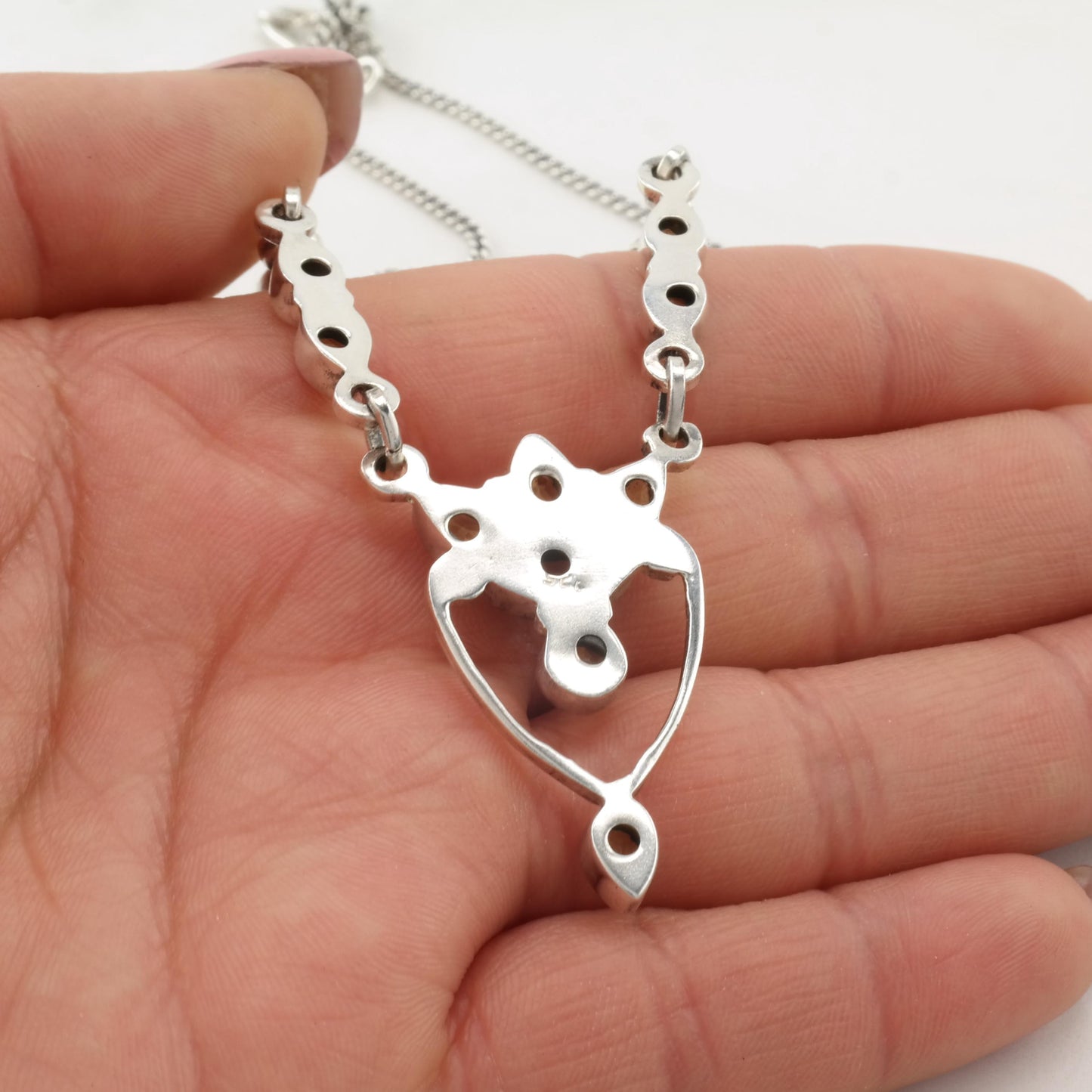 Peridot Sterling Silver Floral Necklace N2383