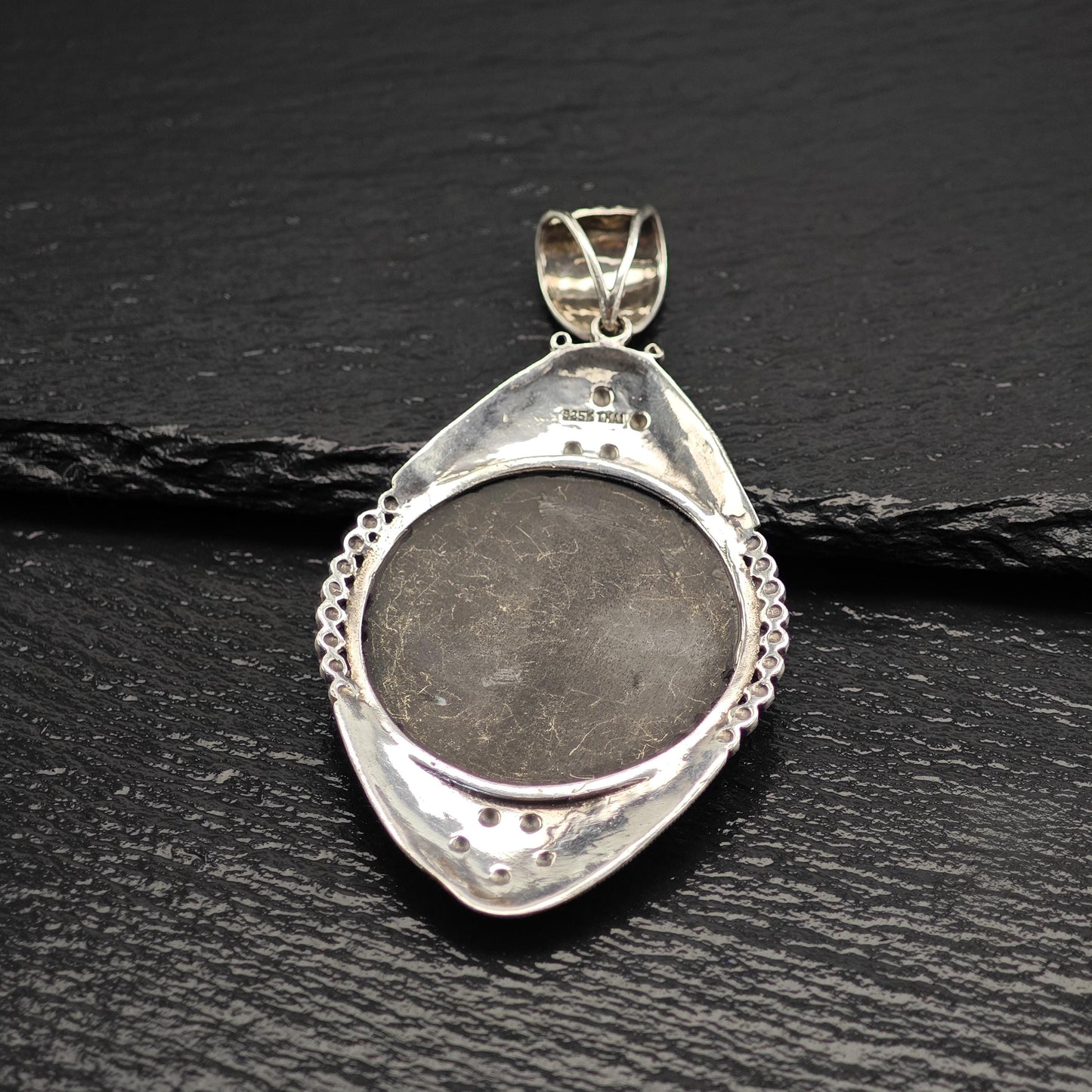 Cameo Pendant in Sterling Silver with MOP Onyx Marcasite P2755
