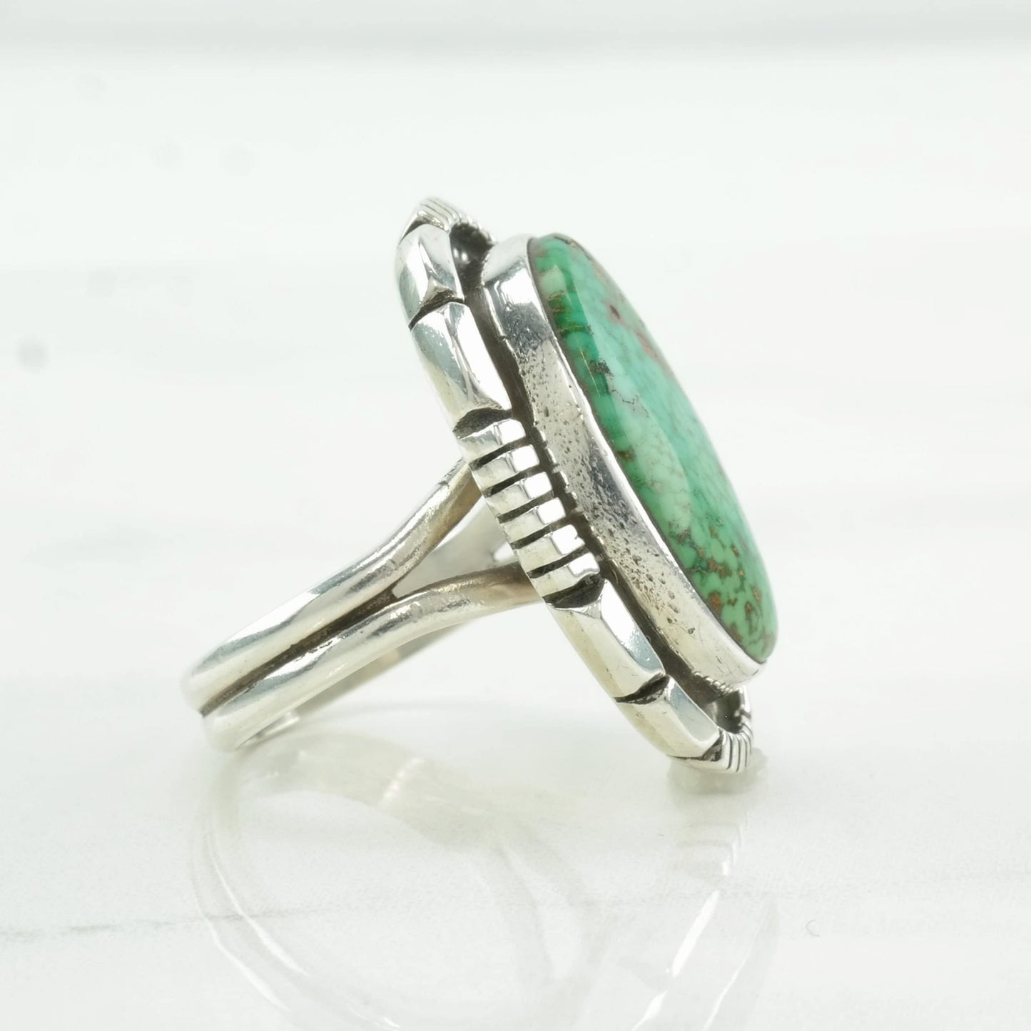 Native American Ring Waterweb Turquoise Sterling Silver Size 6 1/2