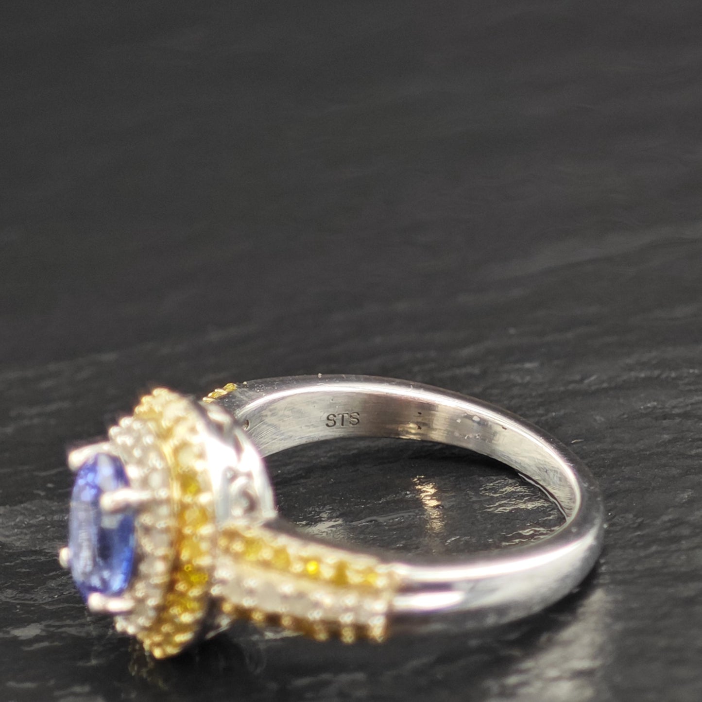 Tanzanite & Diamond Sterling Silver Ring Sz 6 R6599