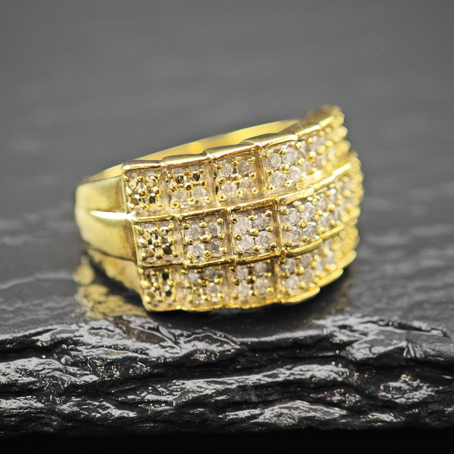 Diamond Gold Plated Ring Sterling Silver Sz 7