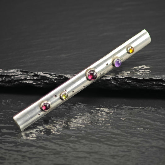Multi-color Cabochon Stones Sterling Silver Brooch B2261