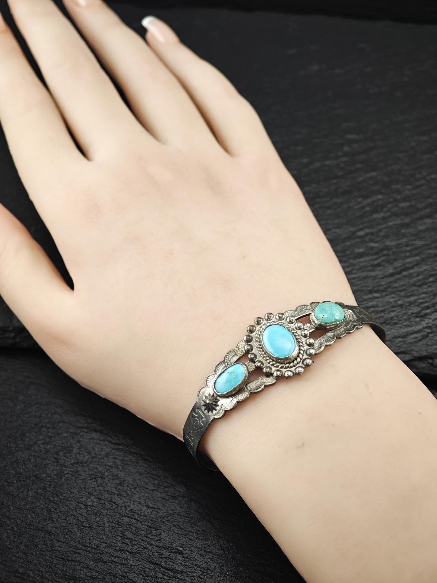 Native American, Turquoise Cuff Bracelet Sterling Silver