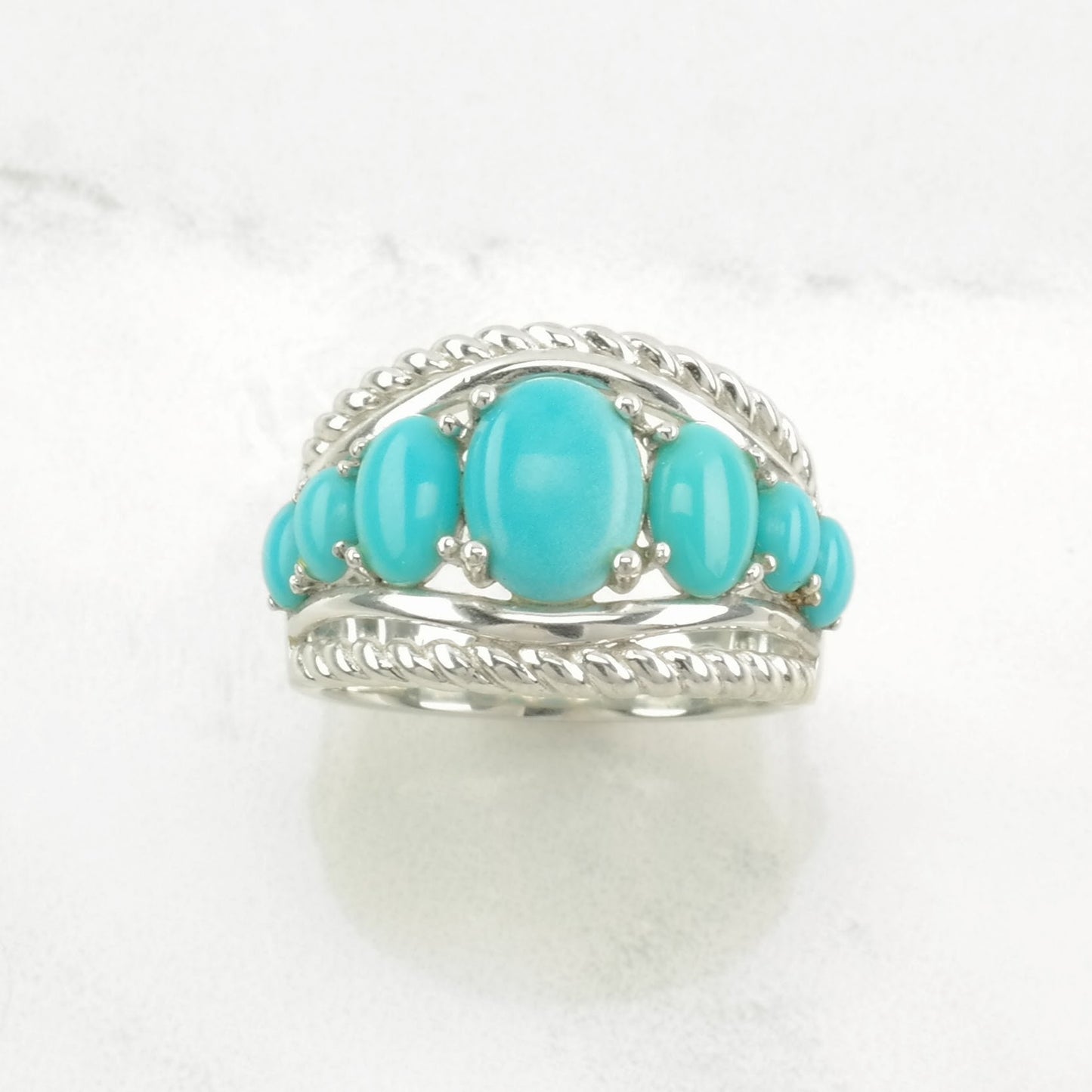 Sterling Silver Ring, Turquoise Blue Size 5