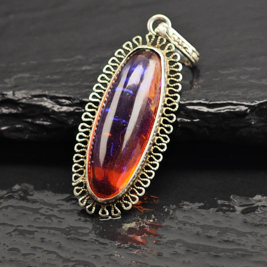 Dragon's Breath Opal Glass Pendant Sterling Silver P3049