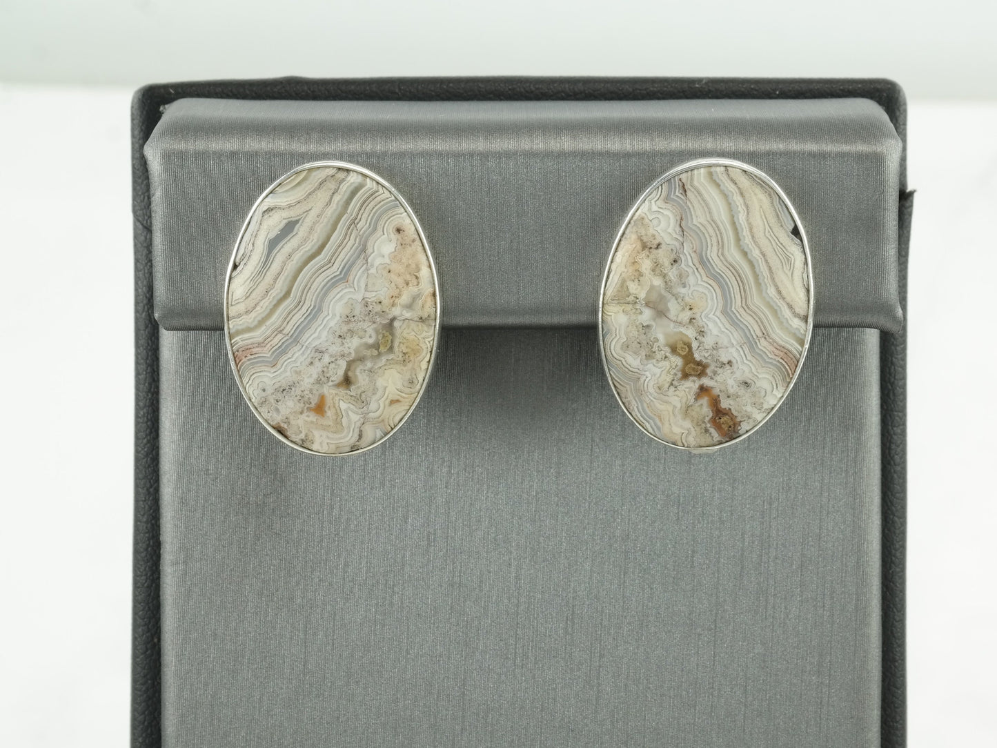 Charles Albert Sterling Silver Agate Clip On Earrings