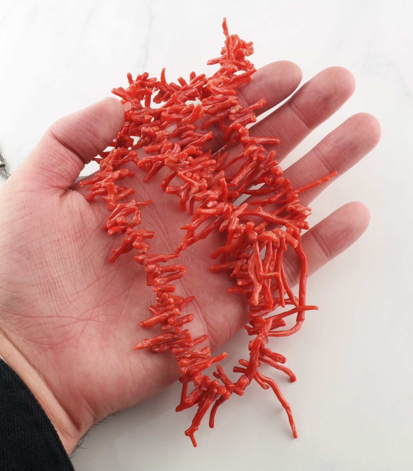 Native American Coral Necklace Sterling Silver