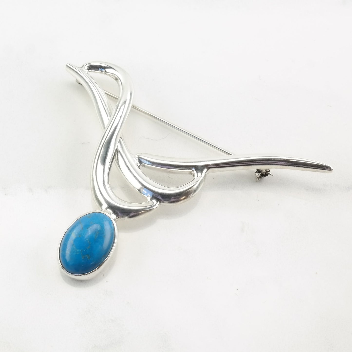 Vintage Mexico Sterling Silver Brooch Dyed Howlite