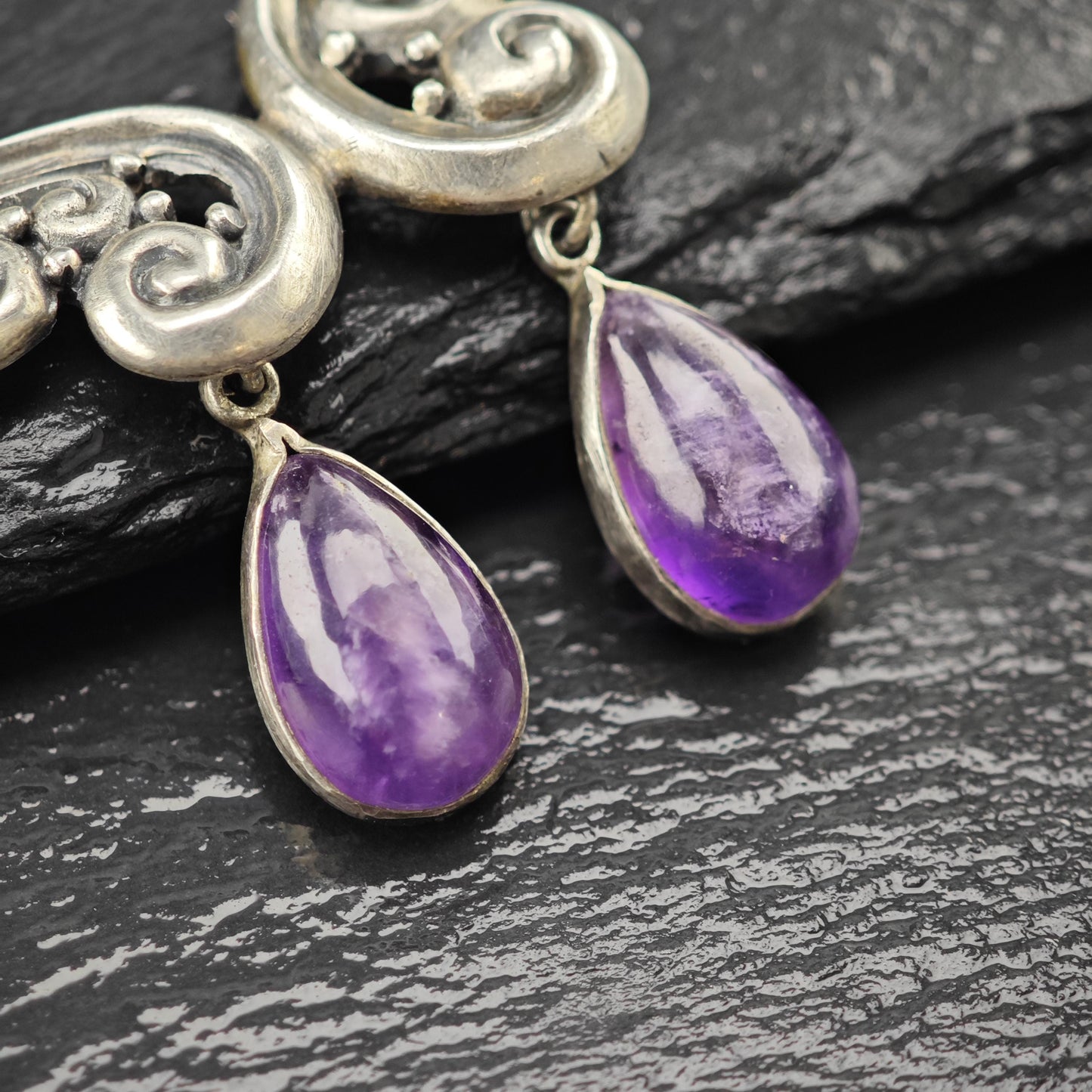 Margot De Taxco Sterling Silver Purple Amethyst Choker Necklace