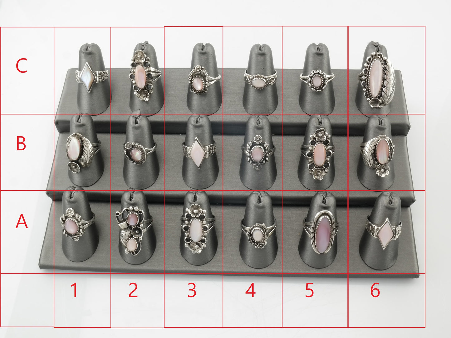 MOP Sterling Silver Pink Rings Size 7 Variety