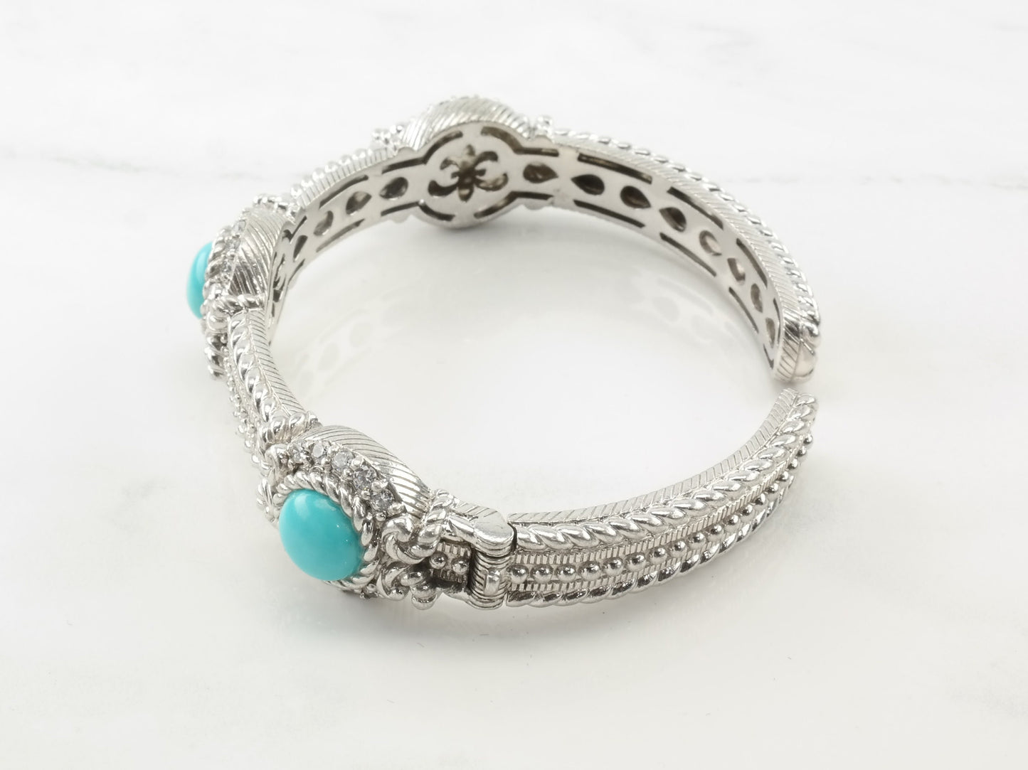 Judith Ripka Sterling Silver DQCZ Turquoise Cuff Bracelet