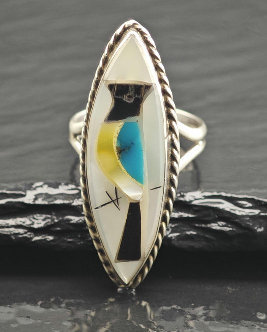 Native American Blue Jay Bird Sterling Silver Ring Sz 6 R6672