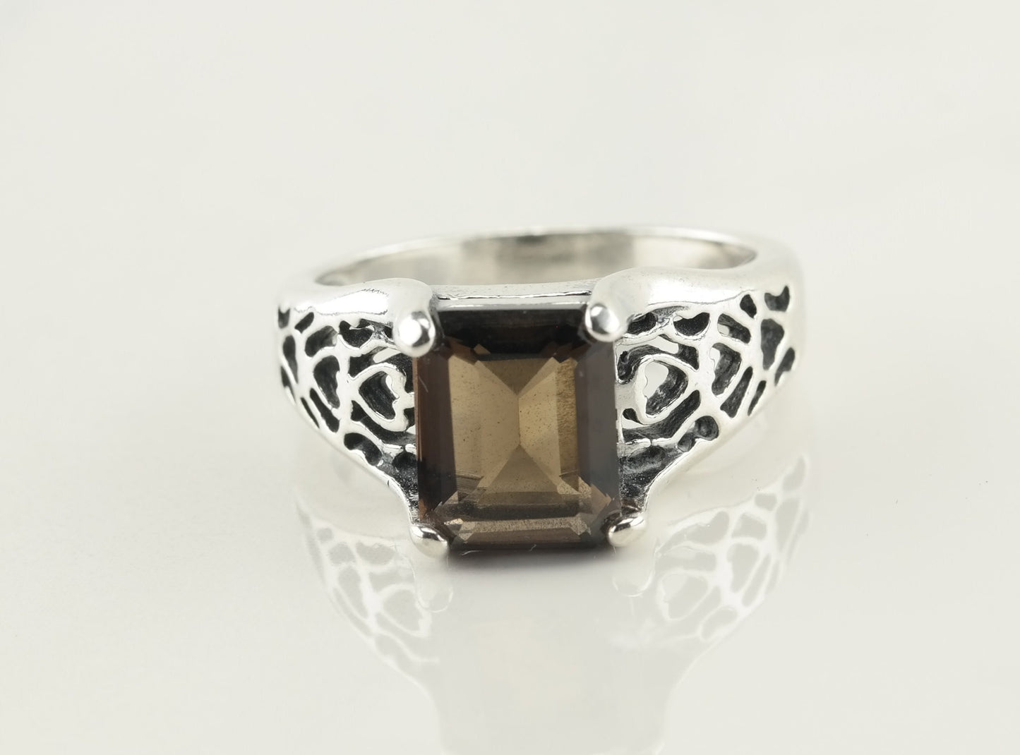 Sterling Silver Brown Quartz Ring Size 8