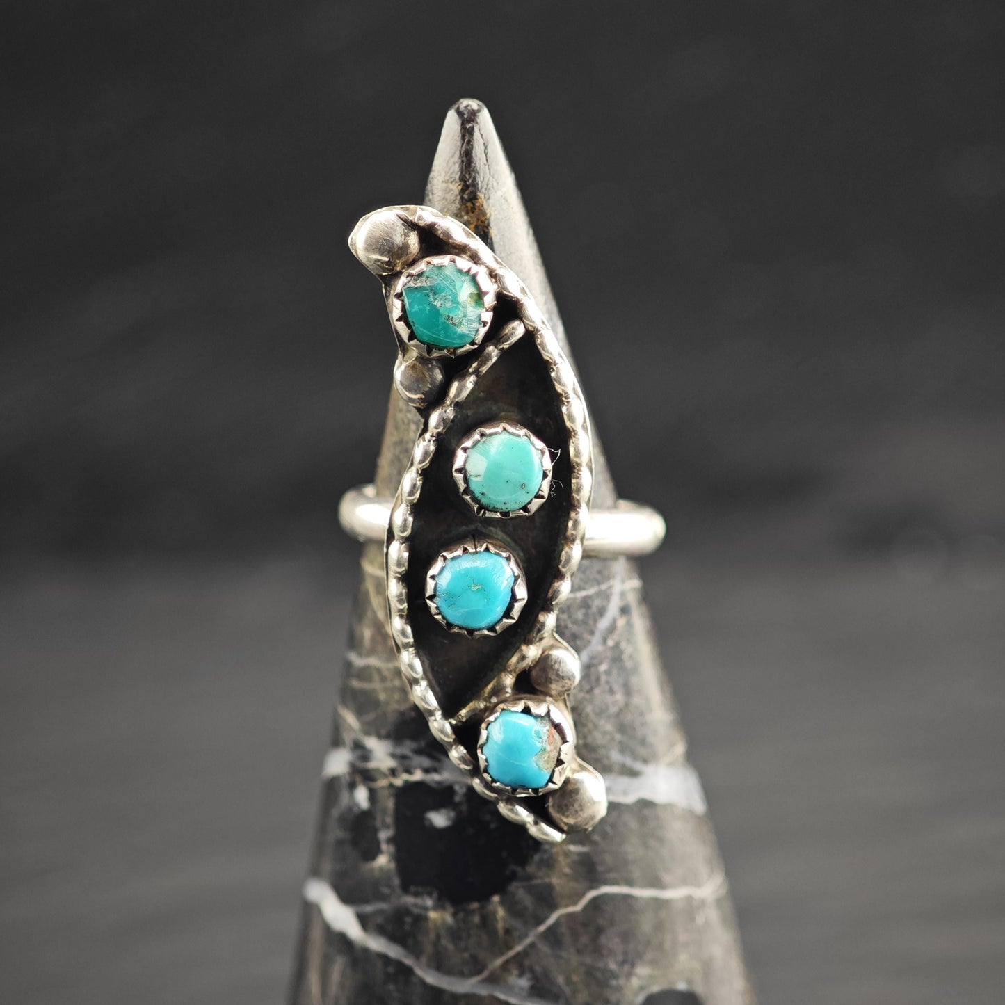 SW Turquoise Multi Stone Sterling Silver Ring Sz 4 1/4 R6643