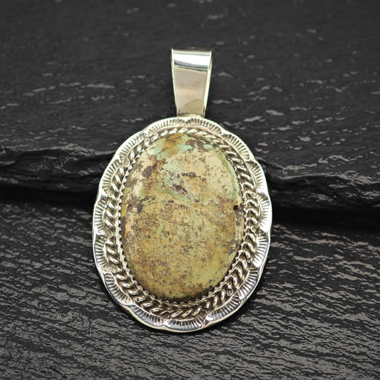 Native Green Turquoise Pendant Sterling Silver P2812