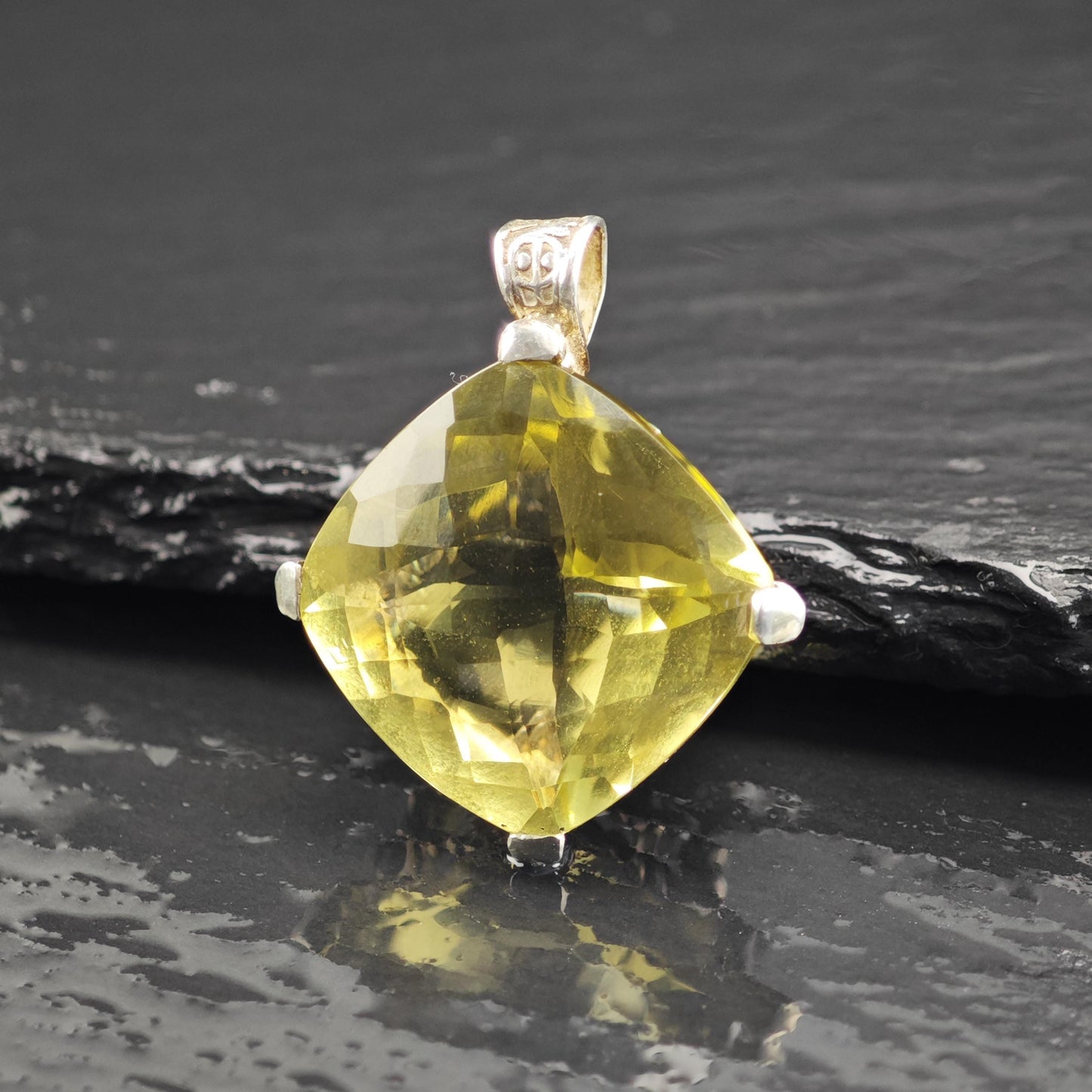 AS IS Yellow Quartz Sterling Silver Pendant P3053