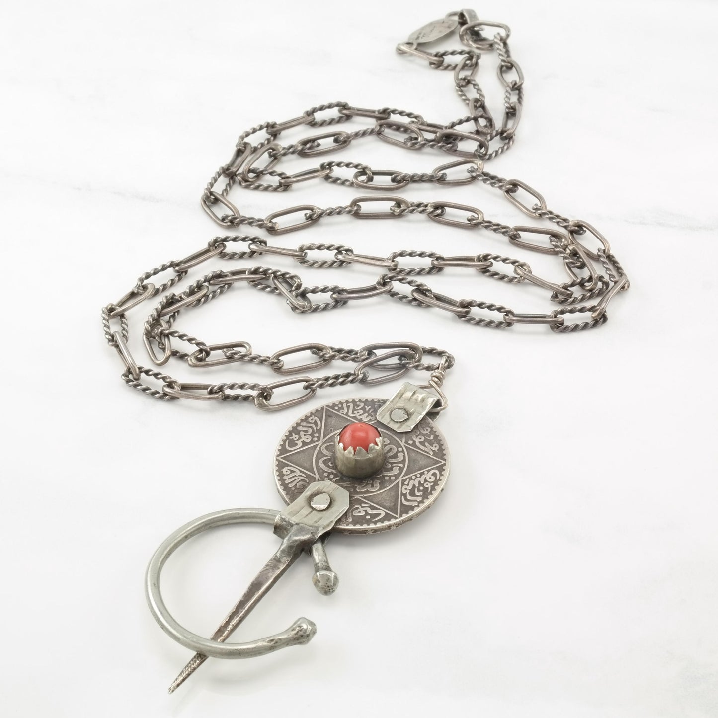 Berber Coin, 1336, Oxidized Sterling Silver Necklace N2421