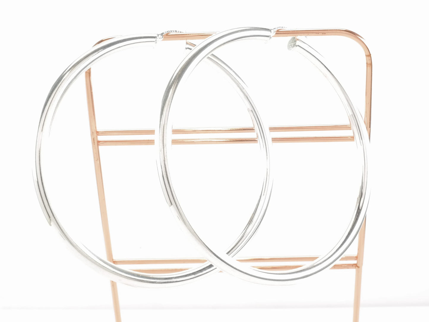 Sterling Silver 5mm Wide Earrings Hoop 3"