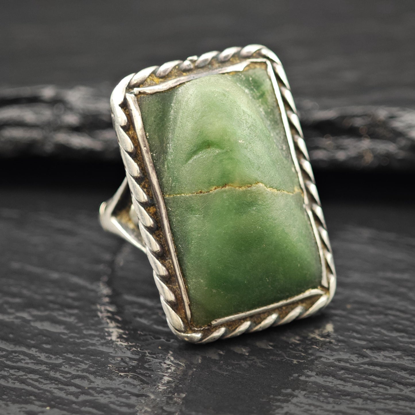 AS IS Mexico Alabaster Ring Sterling Silver Sz 7 1/4 R6139