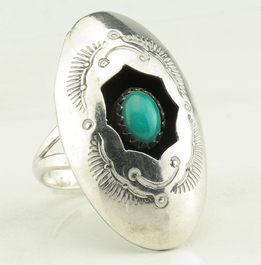 Vintage Sterling Silver Turquoise Shadowbox Ring