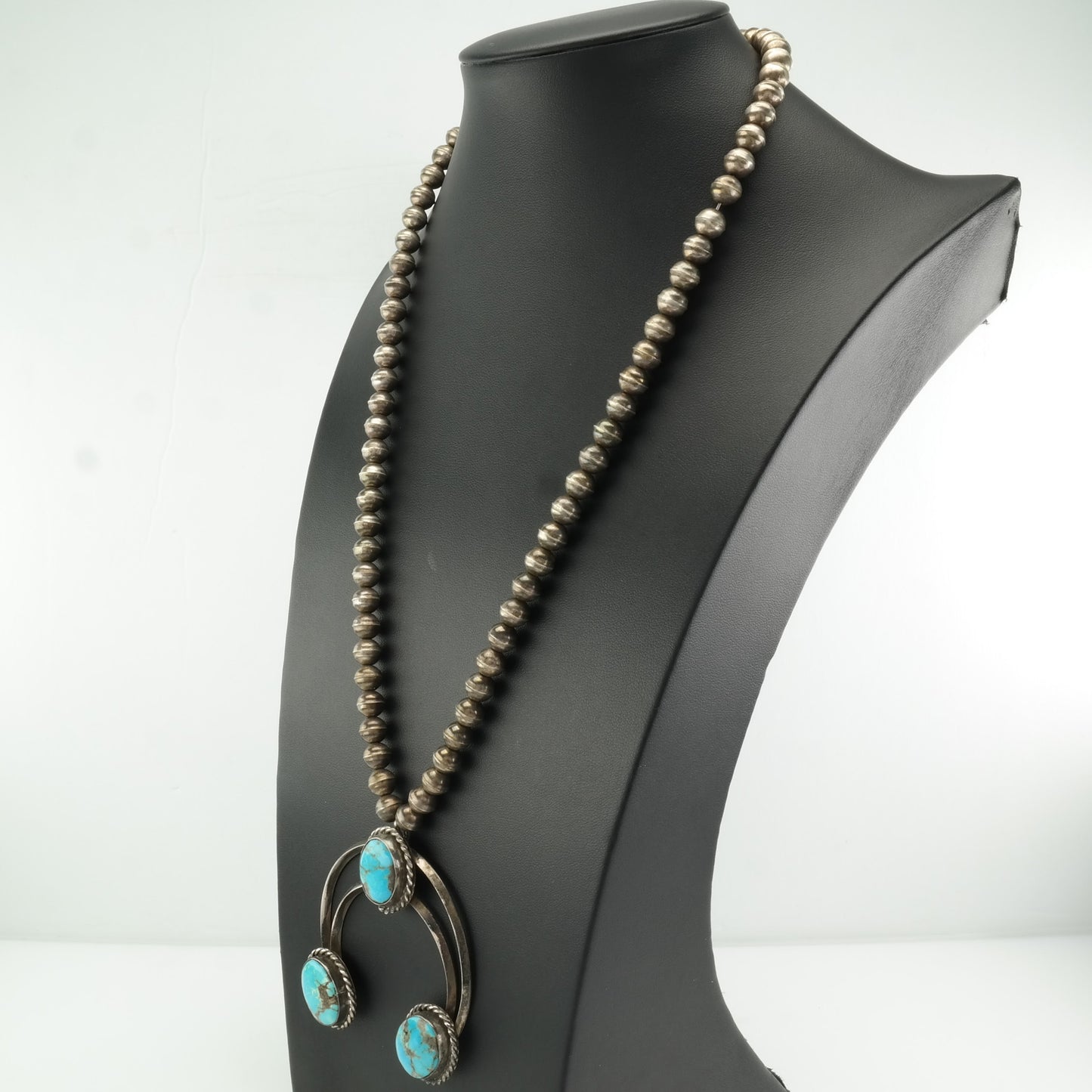 Southwest Sterling Silver Blue Kingman, Turquoise Naja Necklace