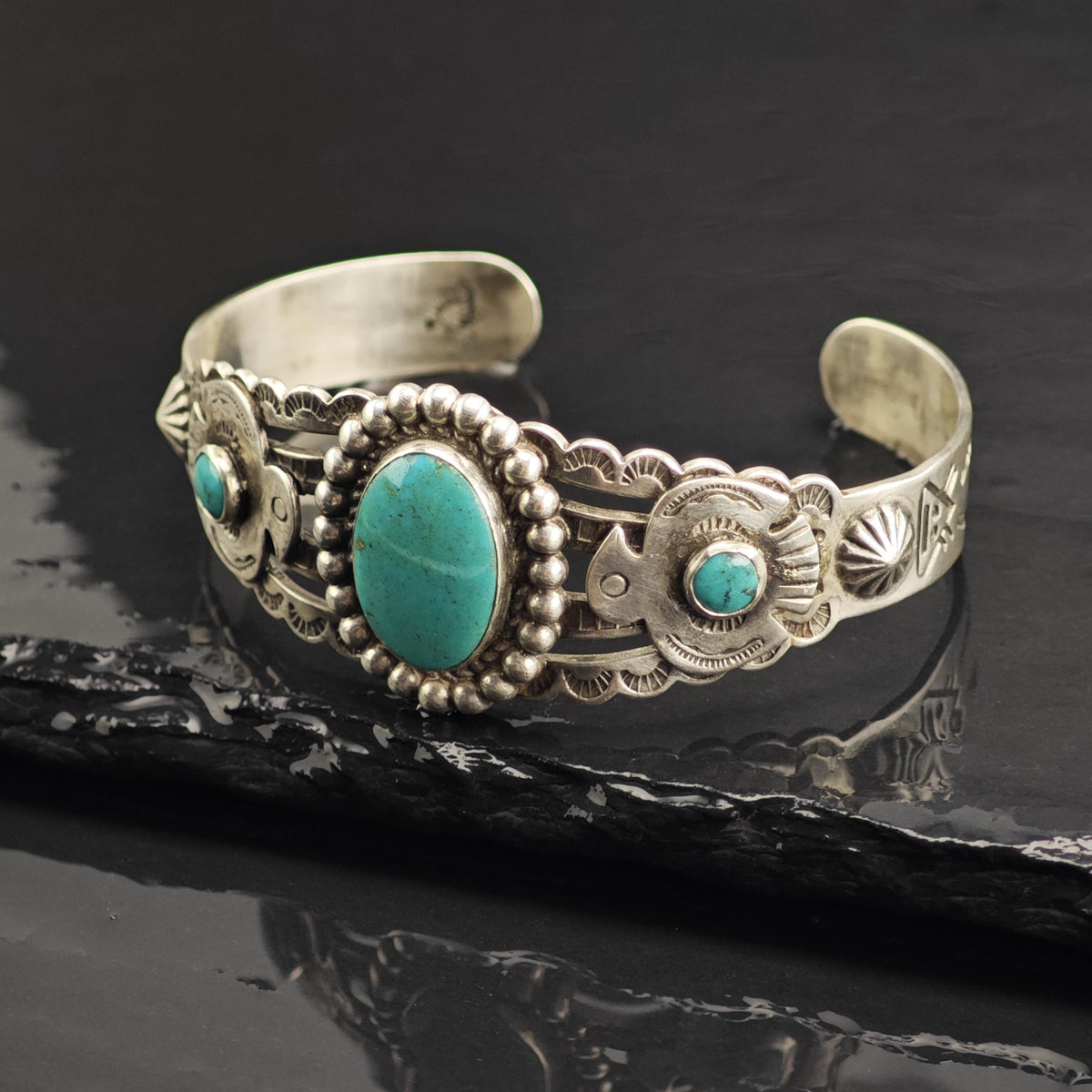 Bell Trading Post Turquoise Bird Sterling Silver Cuff Sz 6 1/2" BR3150