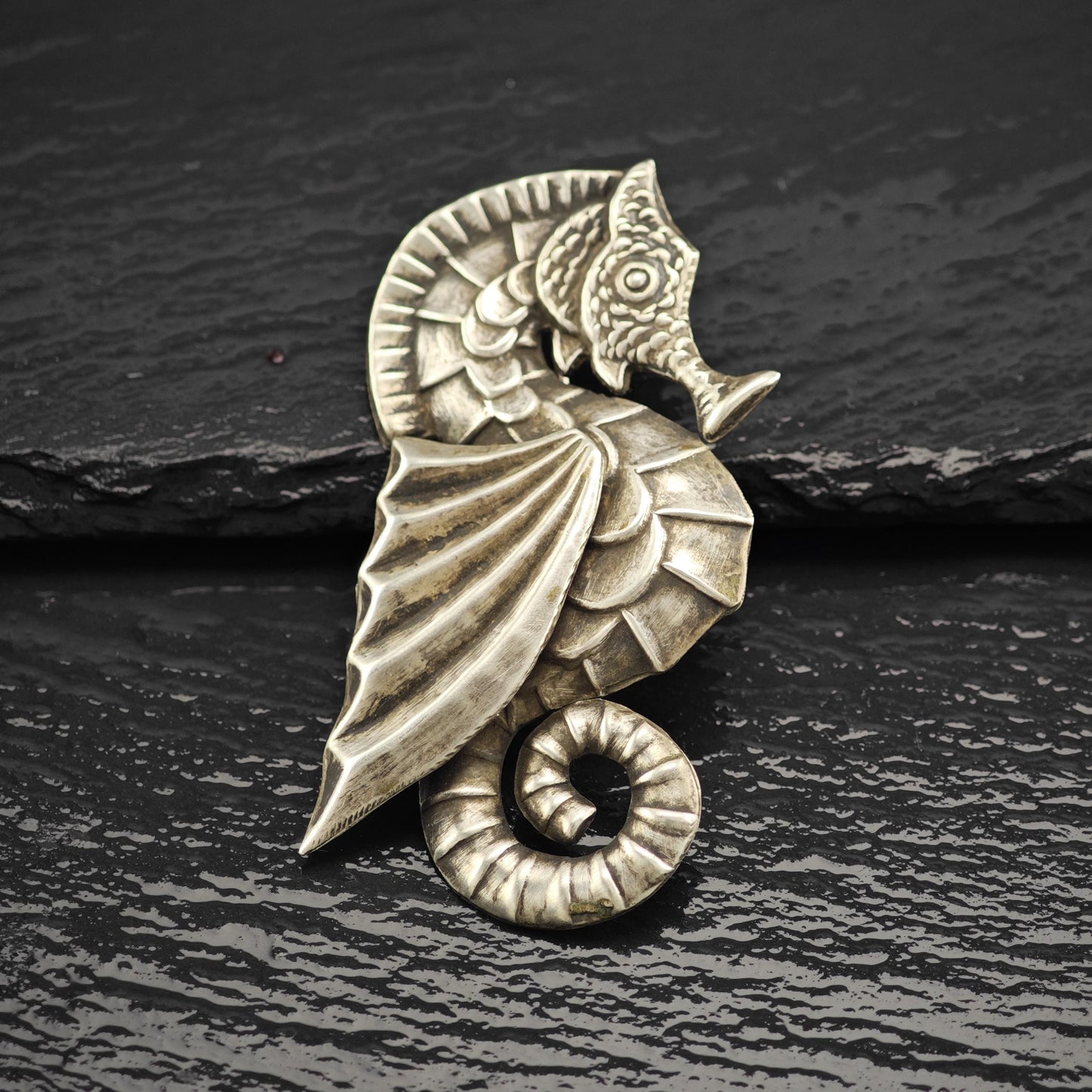 Vintage Sterling Silver Seahorse Brooch Made in Mexico Nautical Jewelry