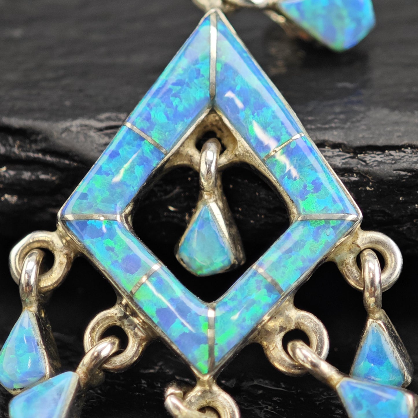 Blue Lab Opal Sterling Silver Stud Earrings ER3178