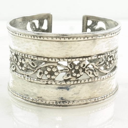 Israel Sterling Silver Cuff Bracelet Floral