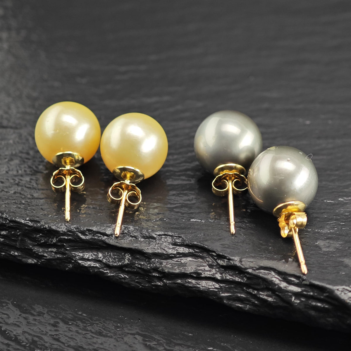 Choice of 11mm Gray or Ivory Pearl, 14K Gold Stud Earrings ER3225