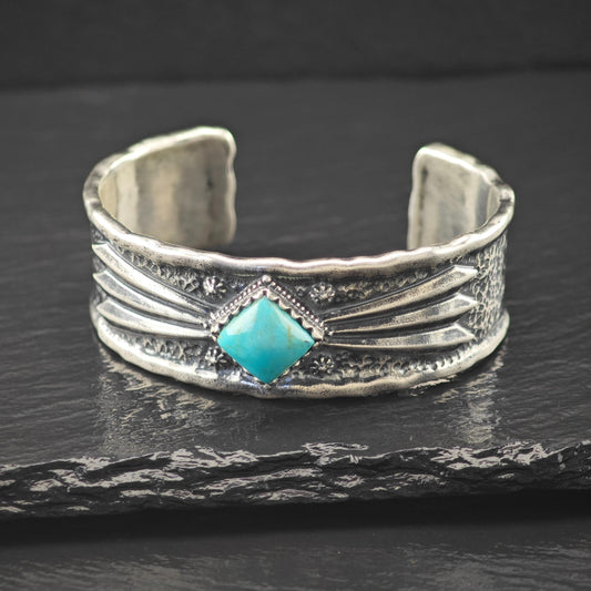 Carolyn Pollack Turquoise Sandcast Cuff Bracelet Sterling Silver