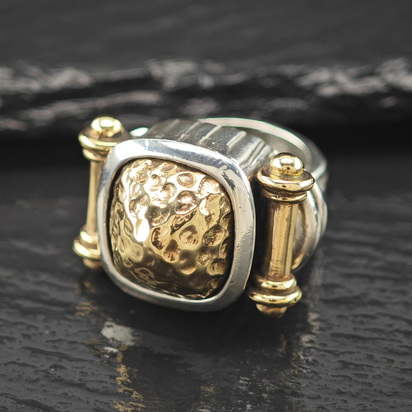 Dian Malouf Dome 14K Gold Accent Ring Sterling Silver