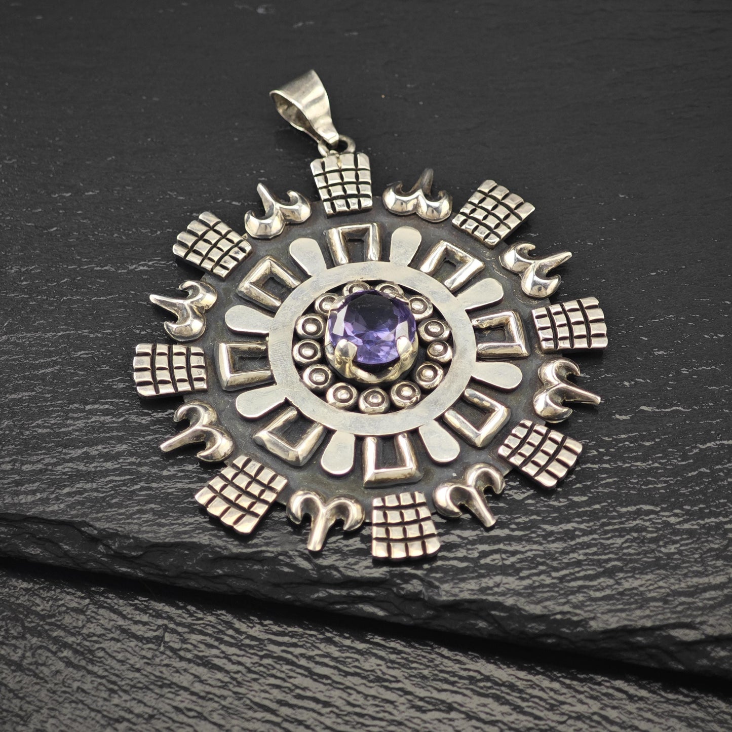 Lg Color Change Corrundum Mexican Pendant Sterling Silver P2827