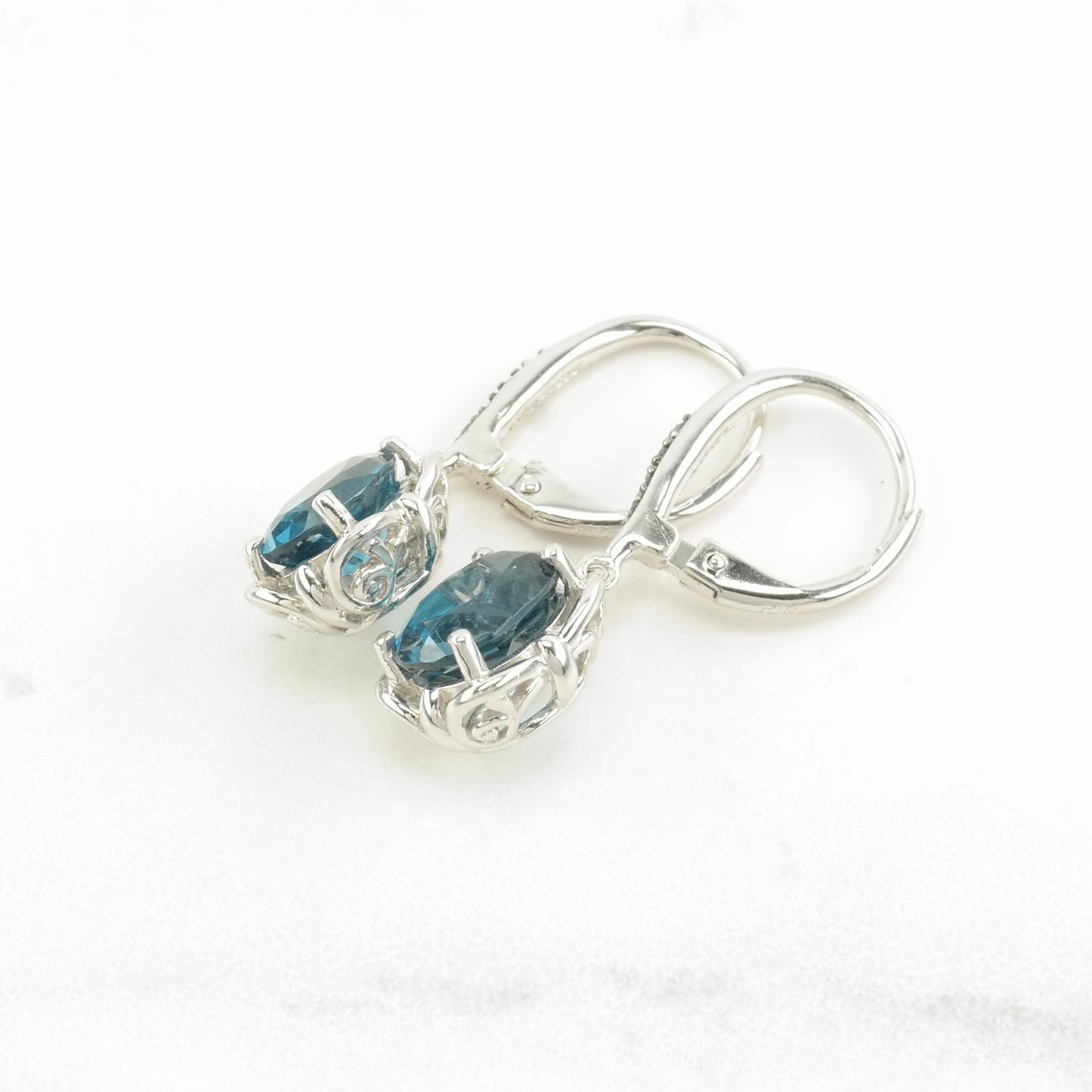 Sterling Silver Blue Blue Topaz Earrings Fish hook