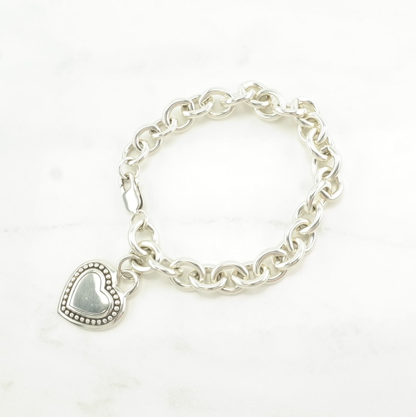 Choice: Vintage Sterling Silver Link Bracelet Heart Charm