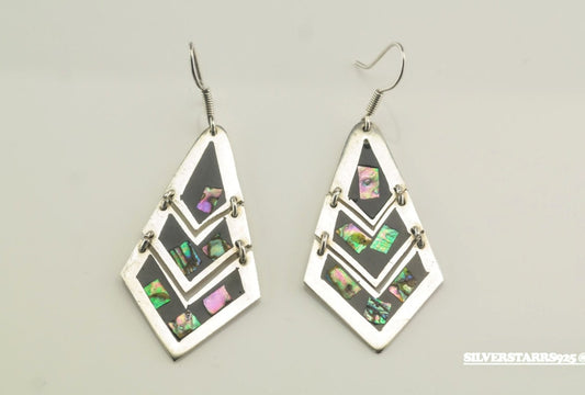 Sterling Silver Pyramid Abalone Shell Earrings