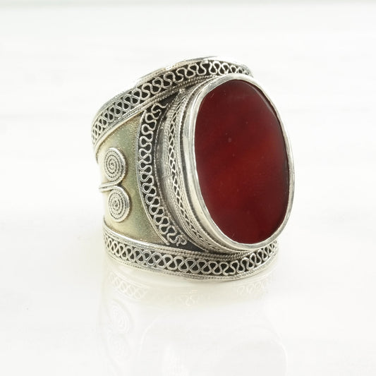 Sterling Silver Ring Carnelian Size 10 1/2