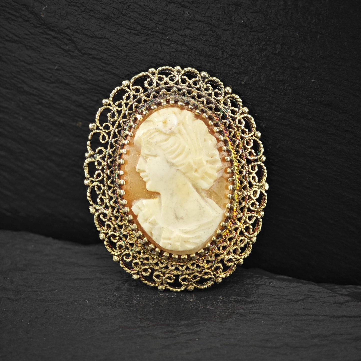 Cameo Gold Gilded Brooch/Pendant Sterling Silver