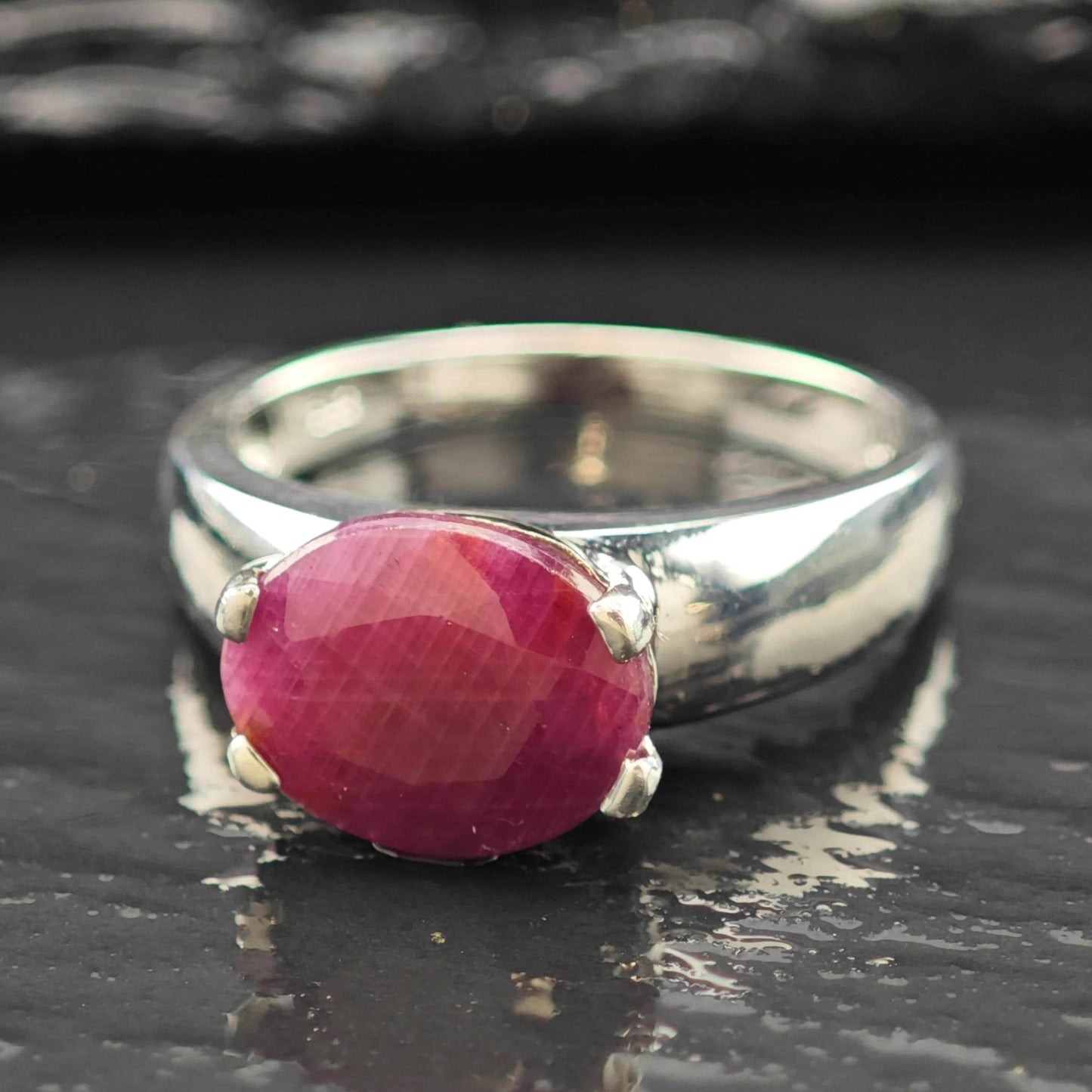 4ct Glass Filled Ruby Ring Sterling Silver Size 8 R6230