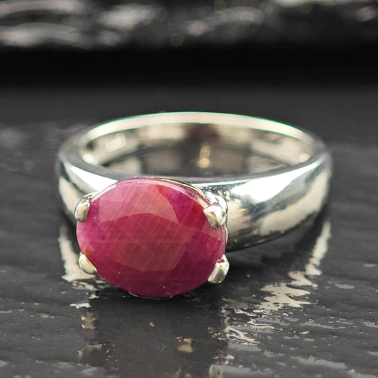 4ct Glass Filled Ruby Ring Sterling Silver Size 8